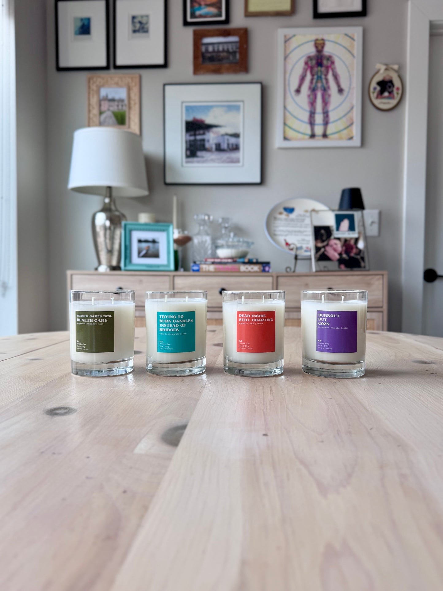 11 oz Soy Candle - Dead Inside, Still Charting | Color Label