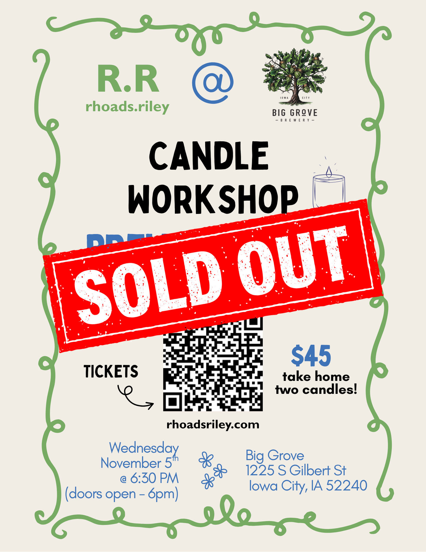 SEE DECEMEBR Candle Class @ Big Grove