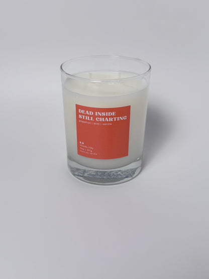11 oz Soy Candle - Dead Inside, Still Charting | Color Label