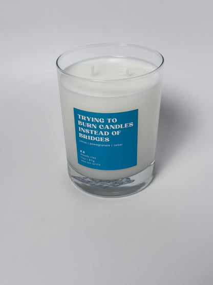 11 oz Soy Candle - Trying to Burn Candles Instead of Bridges