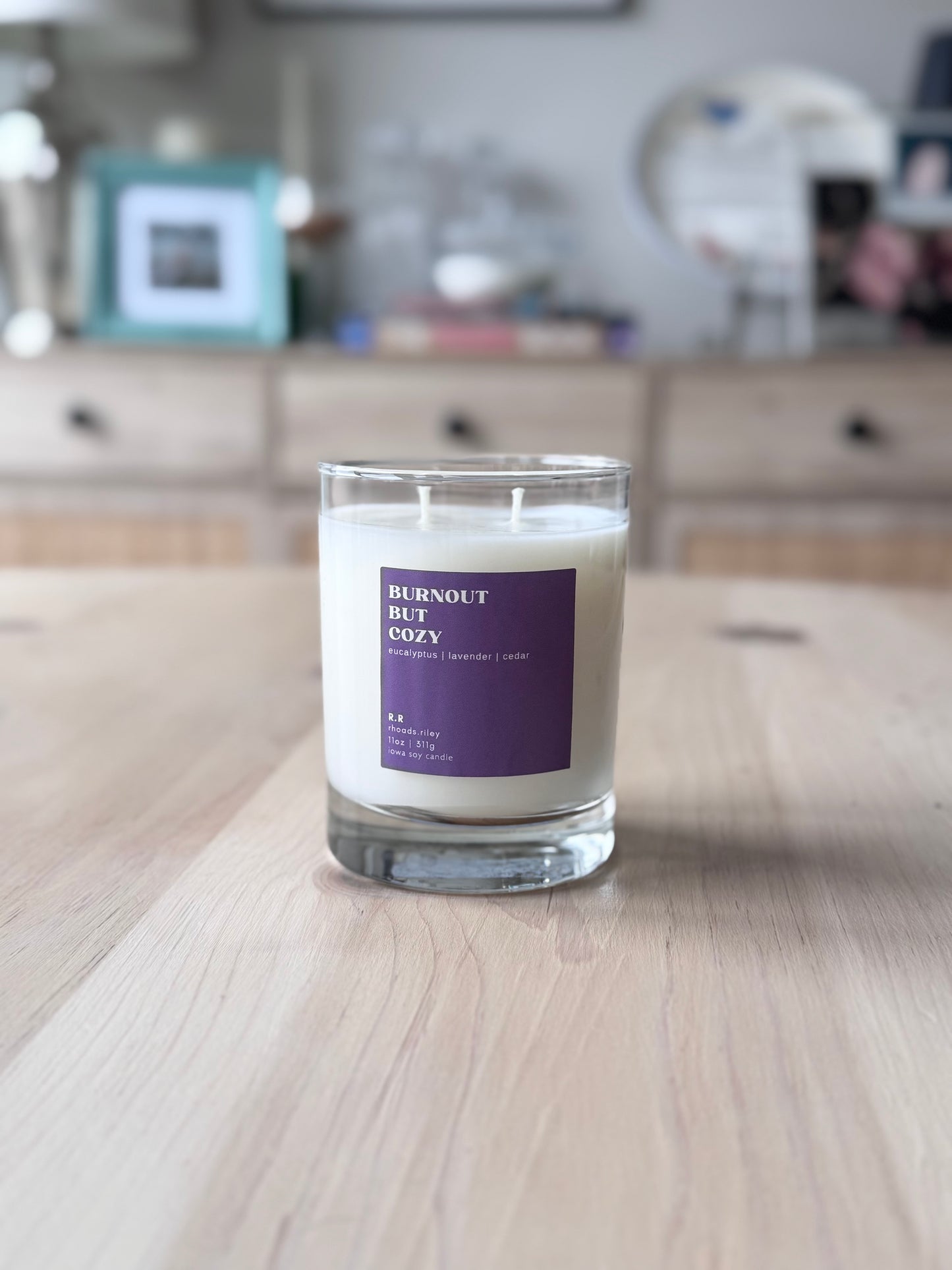 11 oz Soy Candle - Burnout but Cozy Colorful Label