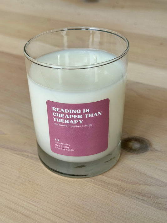 11 oz Soy Candle - Reading is cheaper than therapy