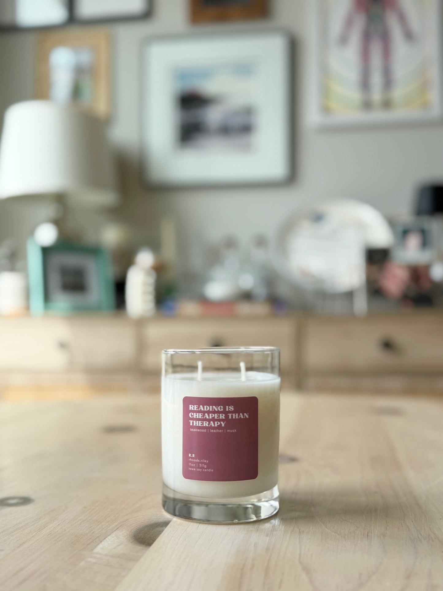 11 oz Soy Candle - Reading is cheaper than therapy