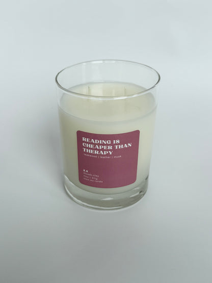 11 oz Soy Candle - Reading is cheaper than therapy